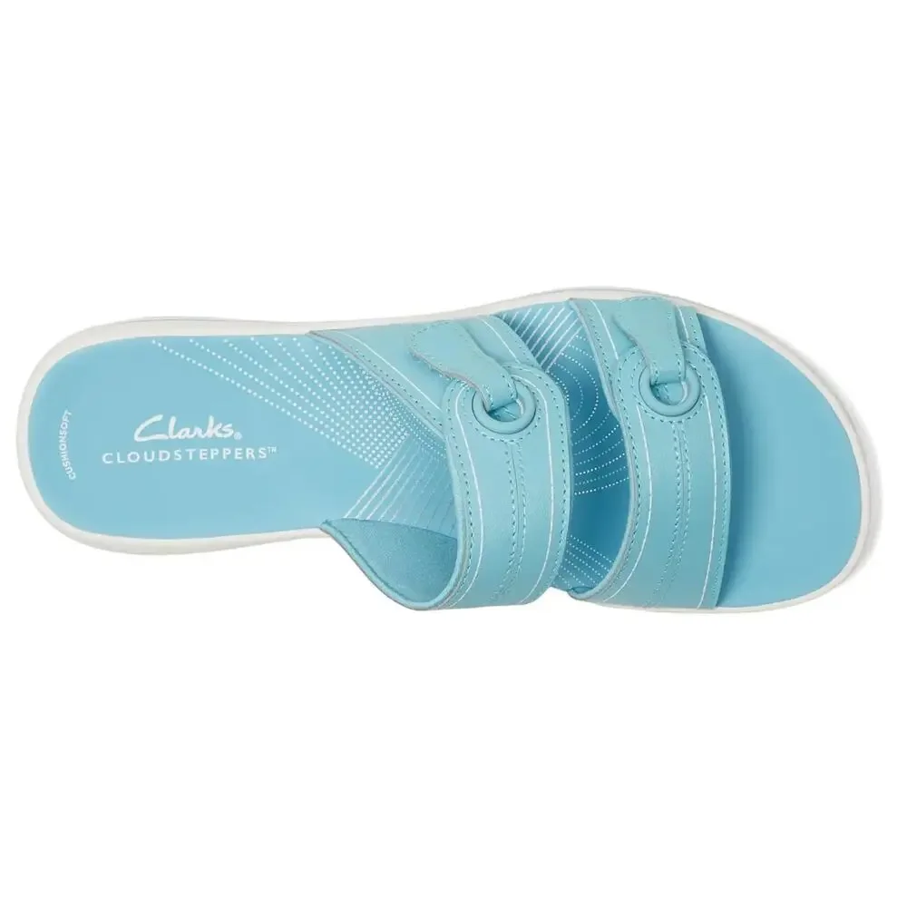 NEW Clarks 9 Breeze Maye Sky Blue Sandals Slide Cloudsteppers Comfort Walking - Picture 4 of 11